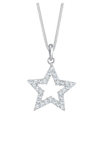 ELLI Kette Stern Astro 925 Silber, mit Kristallen von Swarovski® Weiß