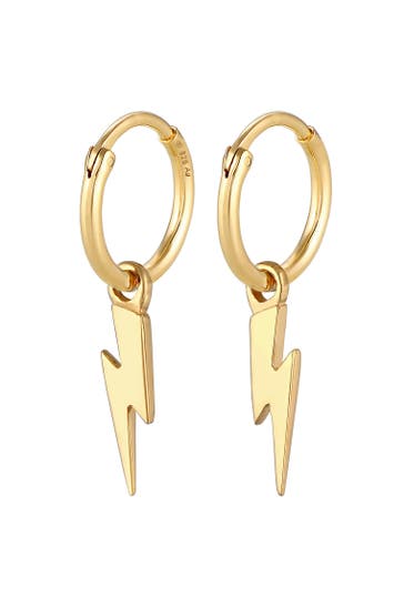 ELLI PREMIUM Ohrringe Creolen Ohrhänger Blitz Symbol 925 Silber Gold