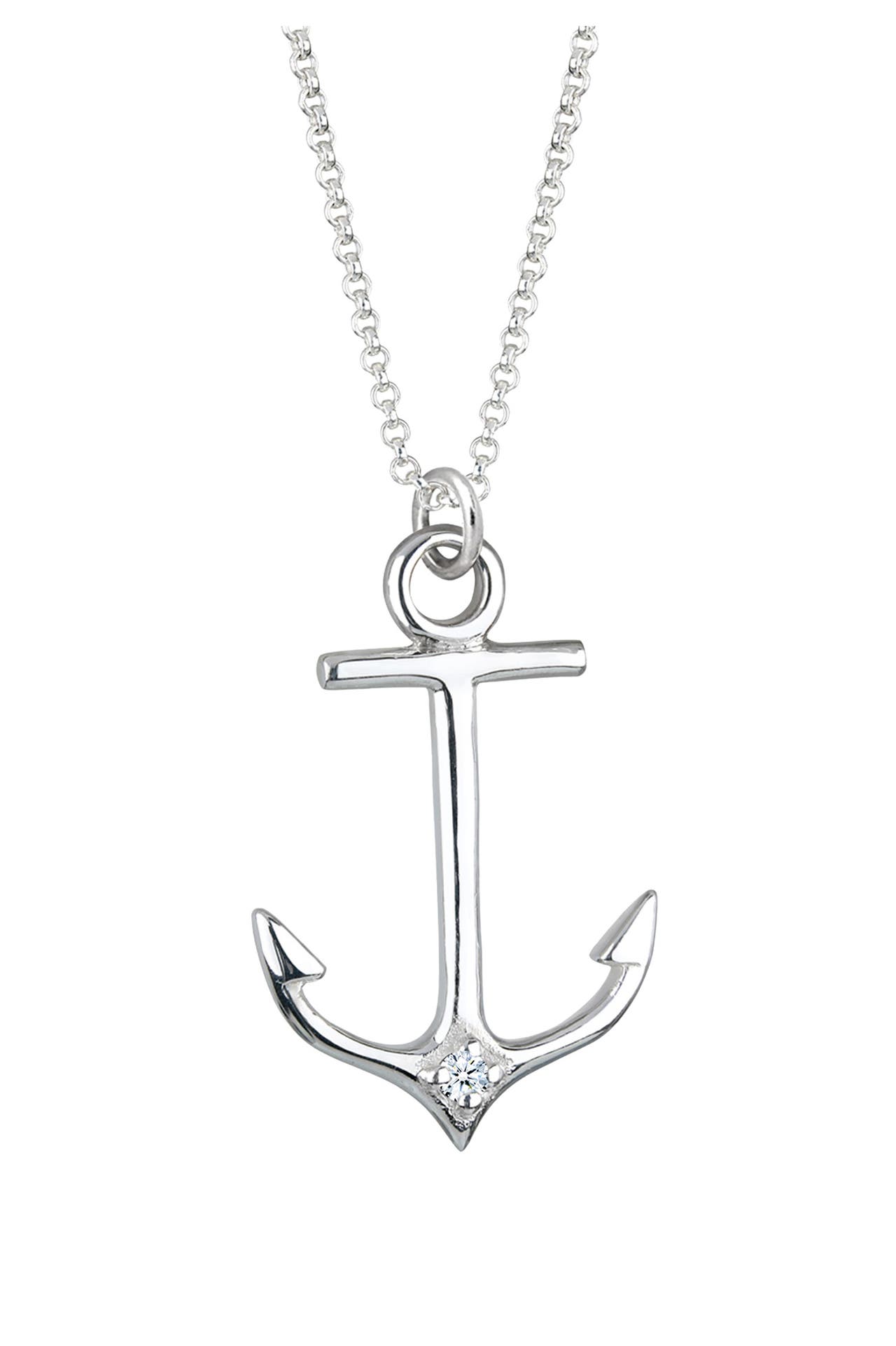 ELLI DIAMONDS Kette Anker Diamant Weiß (0.03ct) 925 Sterling Silber Weiß, Bild 1