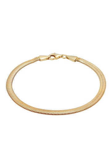 KUZZOI Armband Flach Elegant Schlangenkette Fischgräte 925 Silber Gold