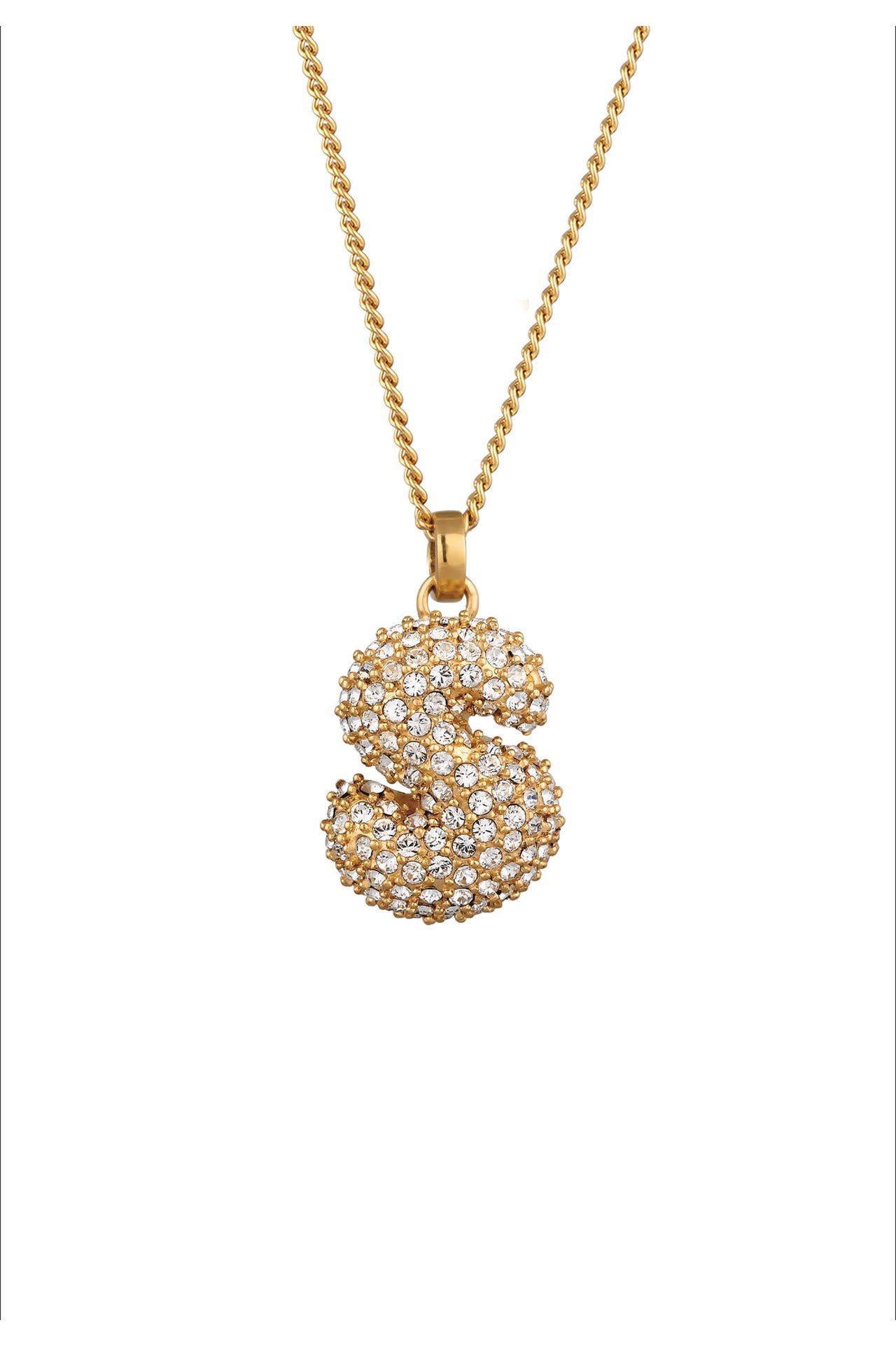 ELLI Kette Buchstabe S Weiß 925 Sterling Silber vergoldet, mit Kristallen von Swarovski® Gold, Bild 1