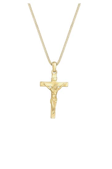 ELLI PREMIUM Kette Kreuz 375 Gelbgold Gold