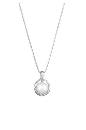 ELLI PREMIUM Kette Anhänger Muschelkernperle Vintage Style 925 Sterling Silber Silber