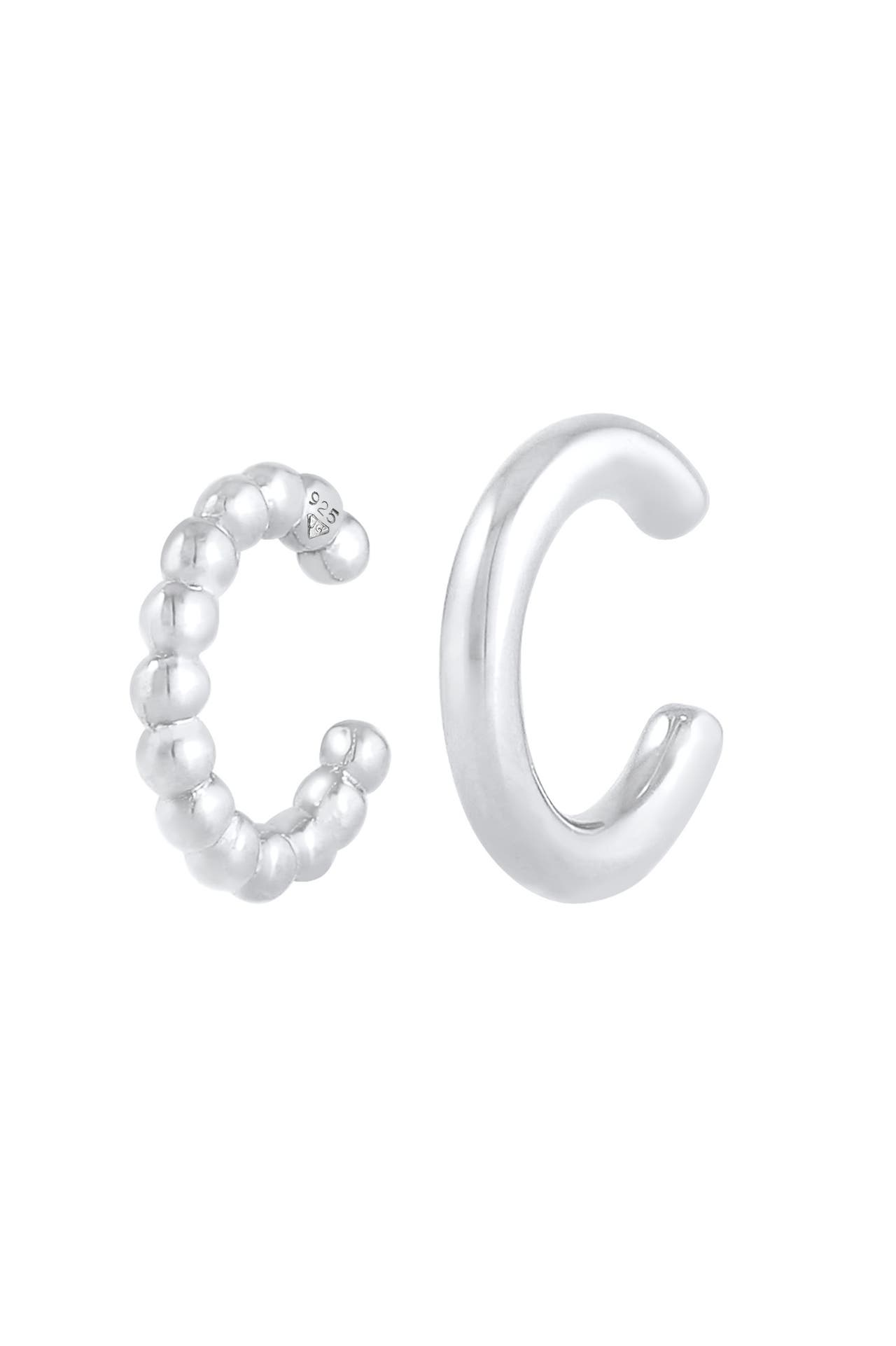 ELLI Ohrringe Earcuff Basic Kugel Look (2 tlg) Set 925 Silber Silber, Bild 1