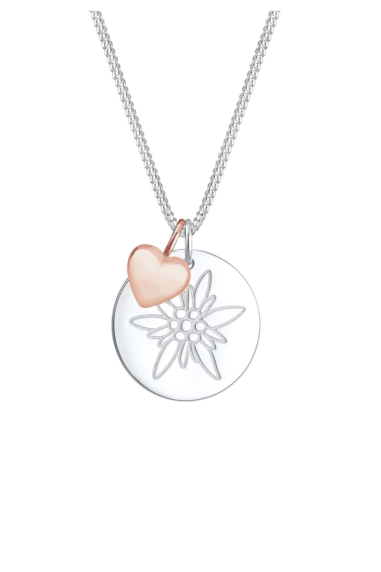 ELLI Kette Edelweiss Herz Anhänger Bi-Color 925 Silber Silber, Bild 1
