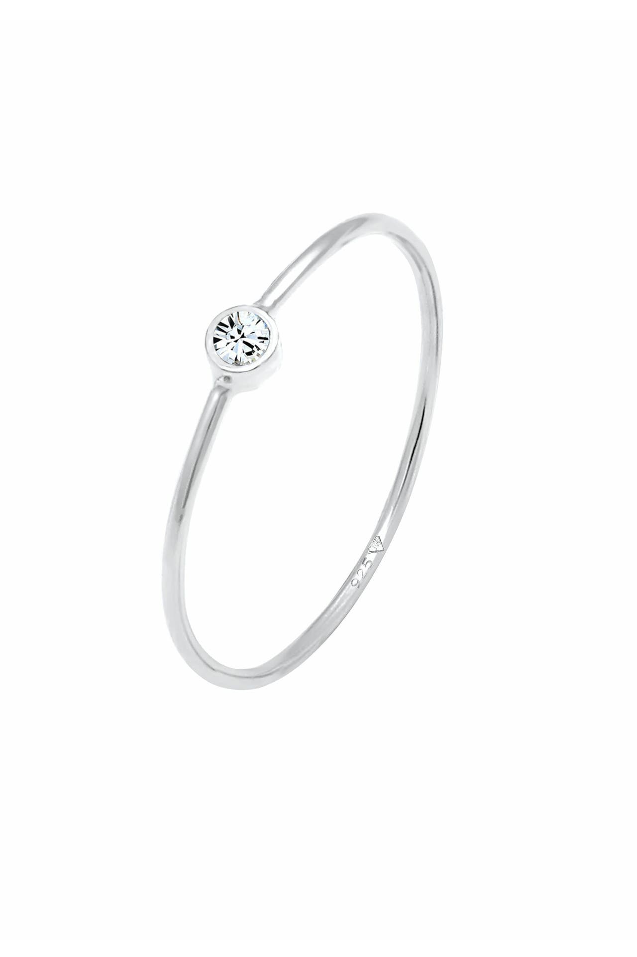 ELLI Ring Solitär Stapelring 925 Silber, mit Kristallen von Swarovski® Silber, Bild 1