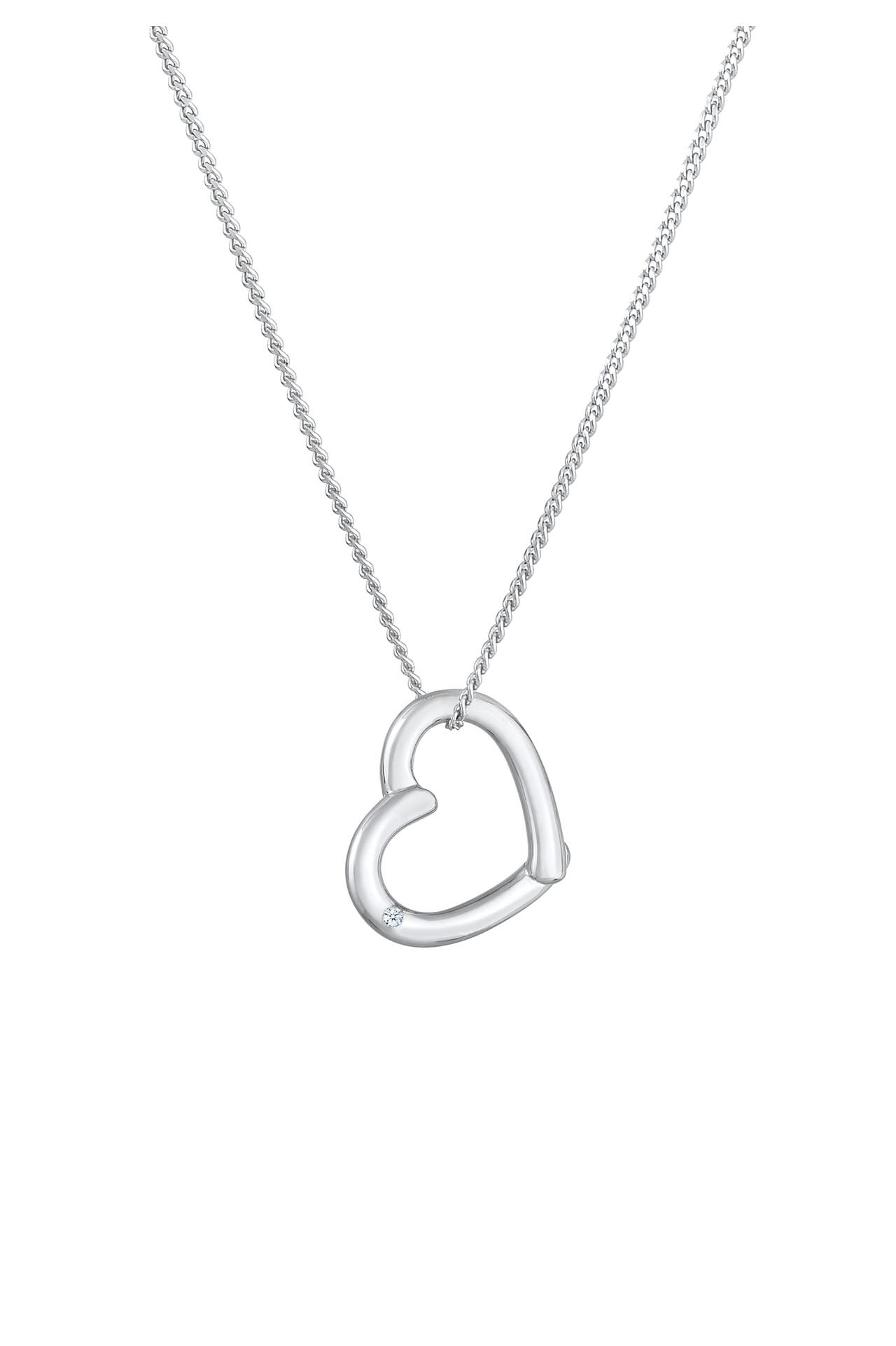 ELLI DIAMONDS Kette Herz Anhänger mit Diamant (0.02 ct.) 925 Silber Weiß, Bild 1