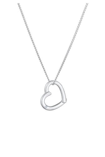 ELLI DIAMONDS Kette Herz Anhänger mit Diamant (0.02 ct.) 925 Silber Weiß