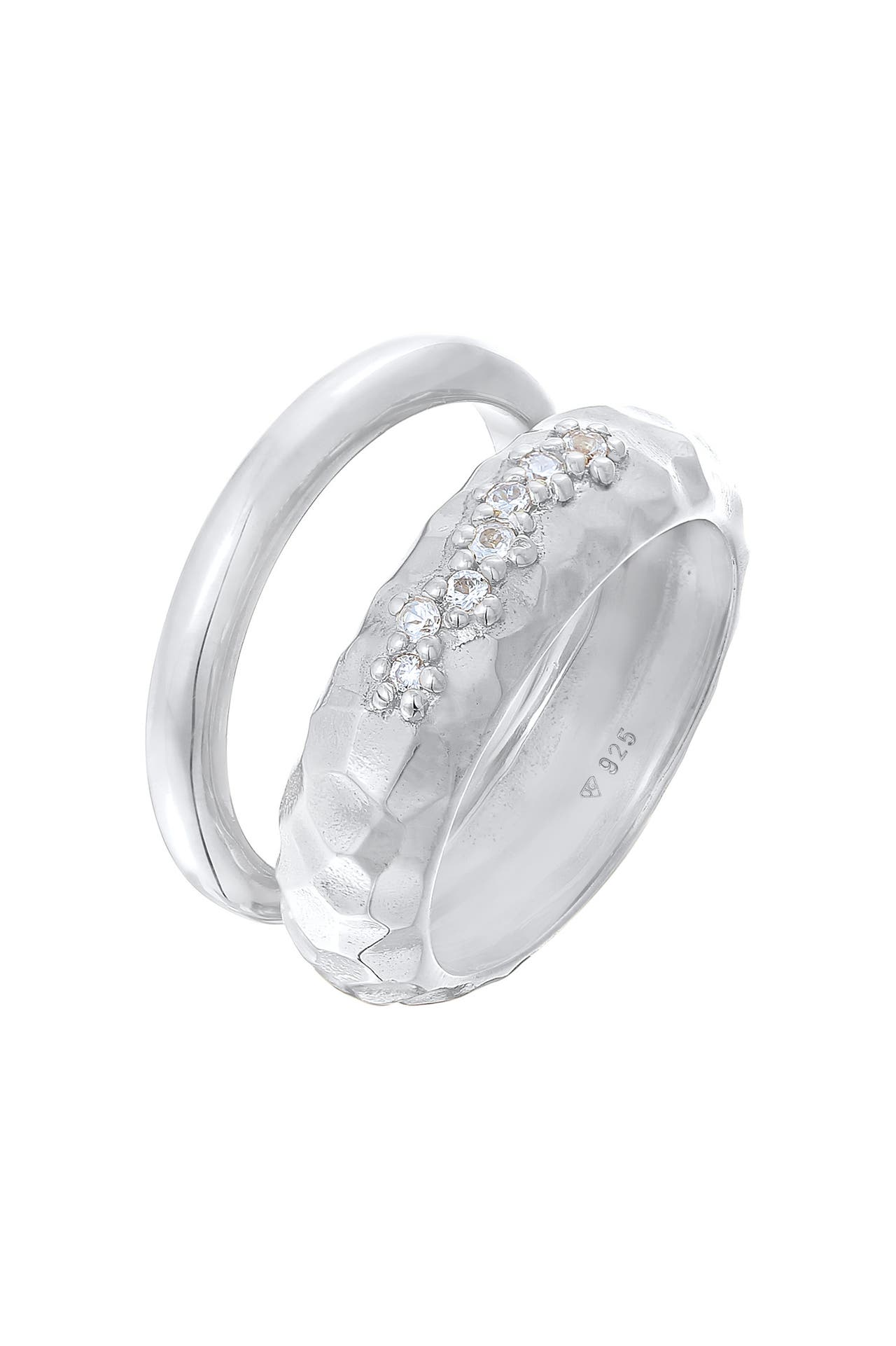 ELLI PREMIUM Ring Topas Bandring Set Elegant 925 Silber rhodiniert Silber, Bild 1