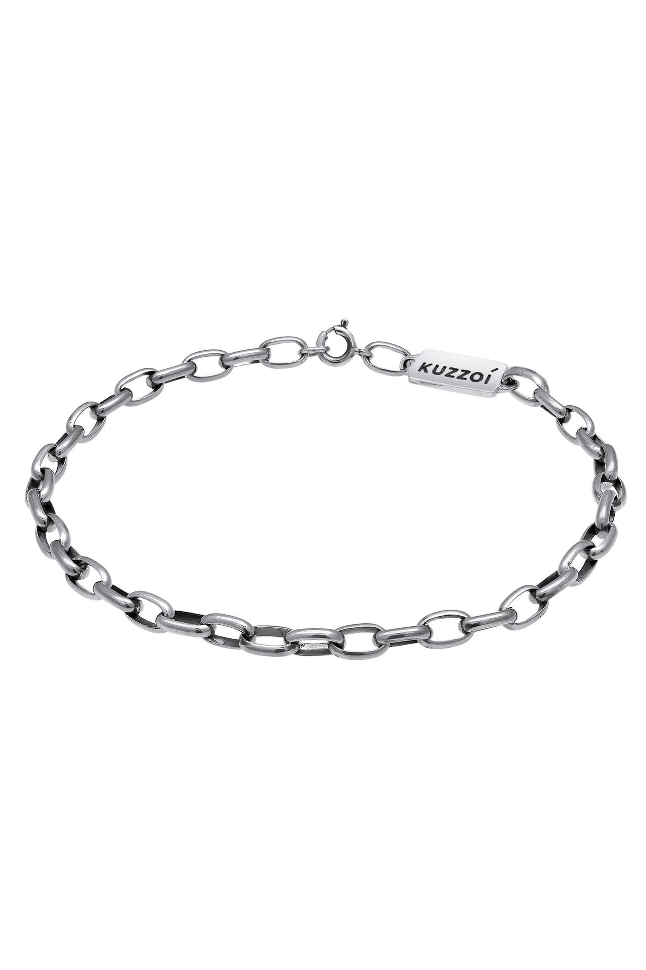 KUZZOI Armband Herren Gliederkette Oval Basic 925 Silber Schwarz, Bild 1
