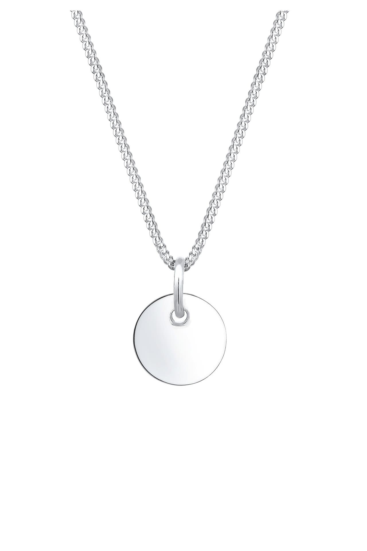 ELLI Kette Panzerkette mit Kreis Rund Plättchen 925 Silber Silber, Bild 1