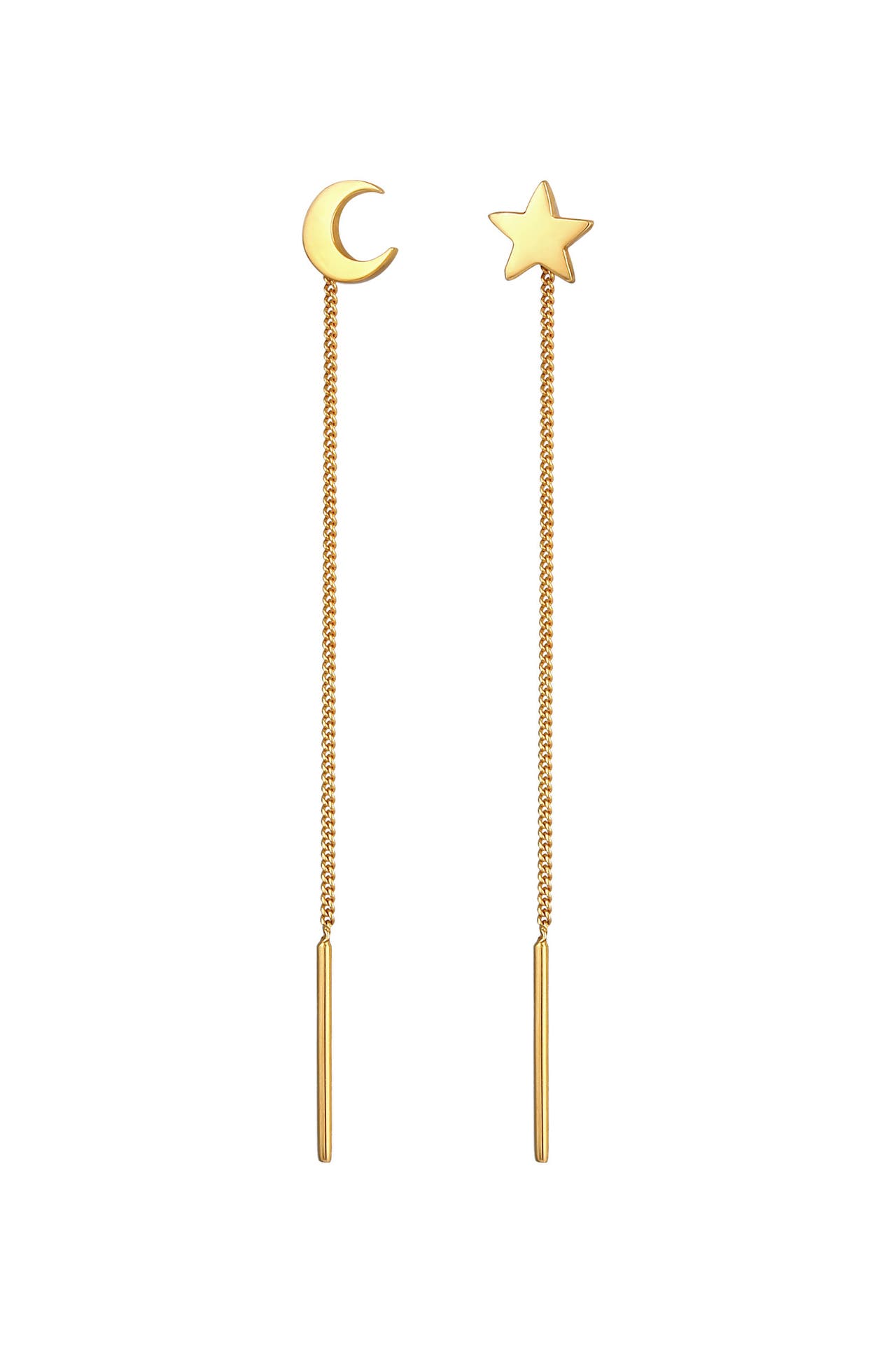 ELLI Ohrringe Hänger Mond Stern Astro Durchziehen 925 Silber Gold, Bild 1