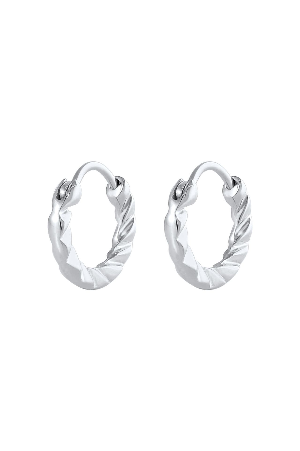 ELLI Ohrringe Mini Creolen Strukturiert Basic 925 Silber Silber, Bild 1