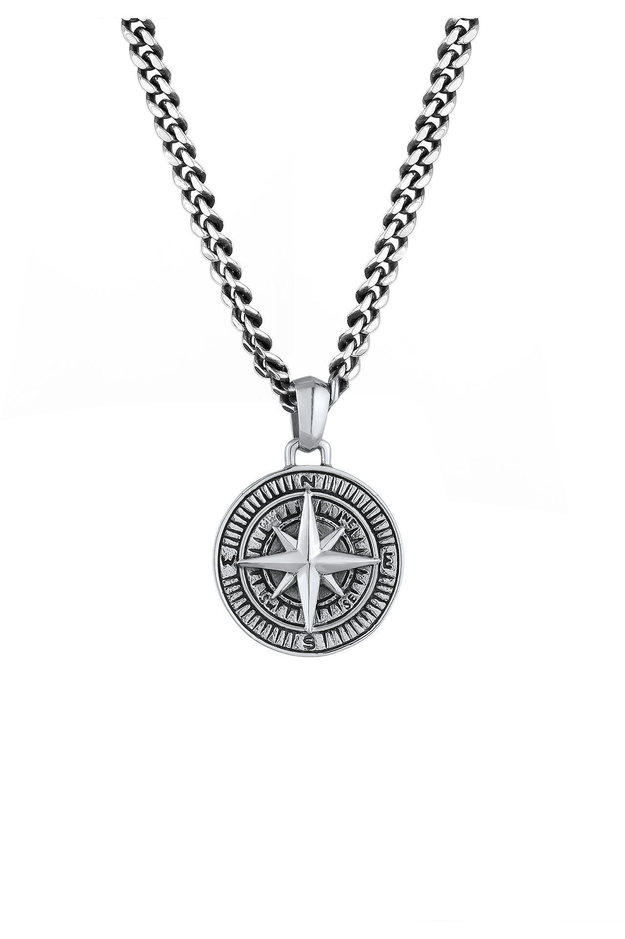 KUZZOI Kette Herren Panzerkette Kompass Maritim 925er Silber Schwarz, Bild 1