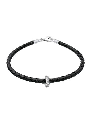 ELLI Armband Leder mit Bead 925 Silber, mit Kristallen von Swarovski® Schwarz