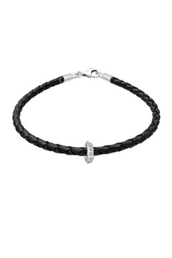 ELLI Armband Leder mit Bead 925 Silber, mit Kristallen von Swarovski® Schwarz