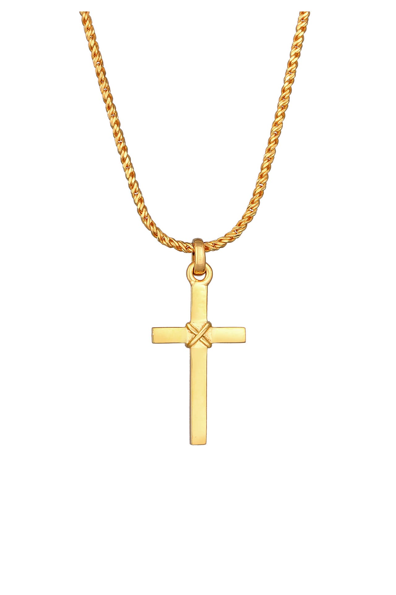 KUZZOI Kette Herren Kreuz Flach Kordelkette 925 Silber Gold, Bild 1