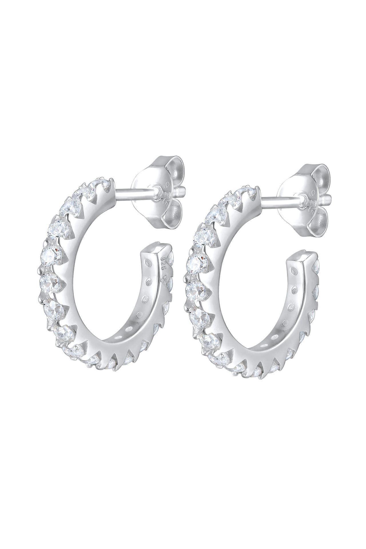 ELLI Ohrringe Creole mit Stein Zirkonia Weiß 925 Sterling Silber Silber, Bild 1