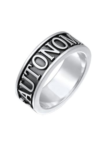KUZZOI Ring Herren Bandring Schriftzug 925 Silber oxidiert Silber