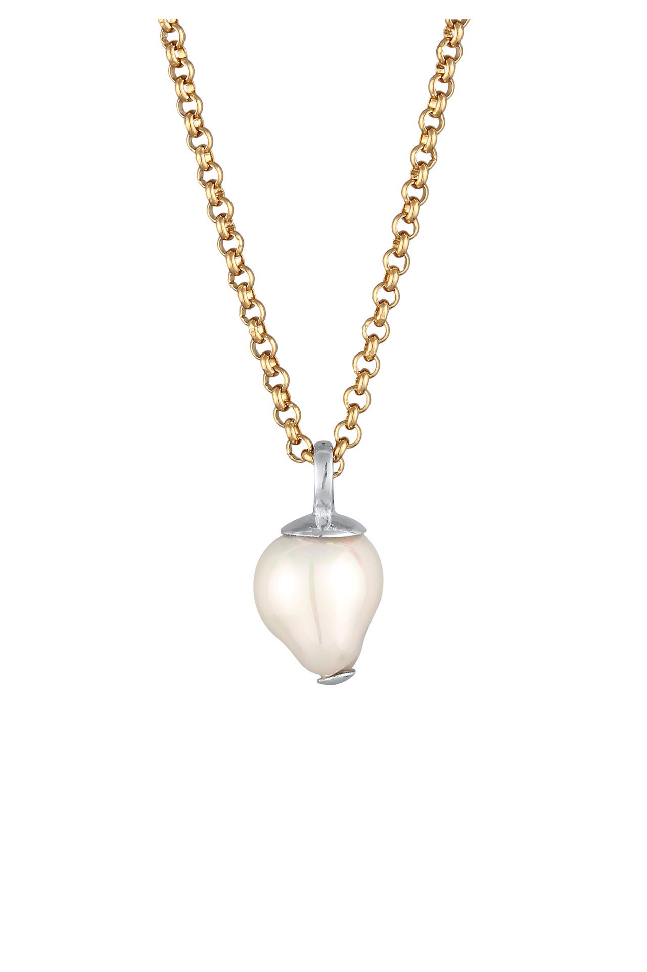 ELLI PREMIUM Kette Muschelkernperle Weiß 925 Sterling Silber vergoldet Zweifarbig, Bild 1