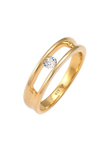 ELLI Ring Klassisch 925 Silber, mit Kristallen von Swarovski® Gold