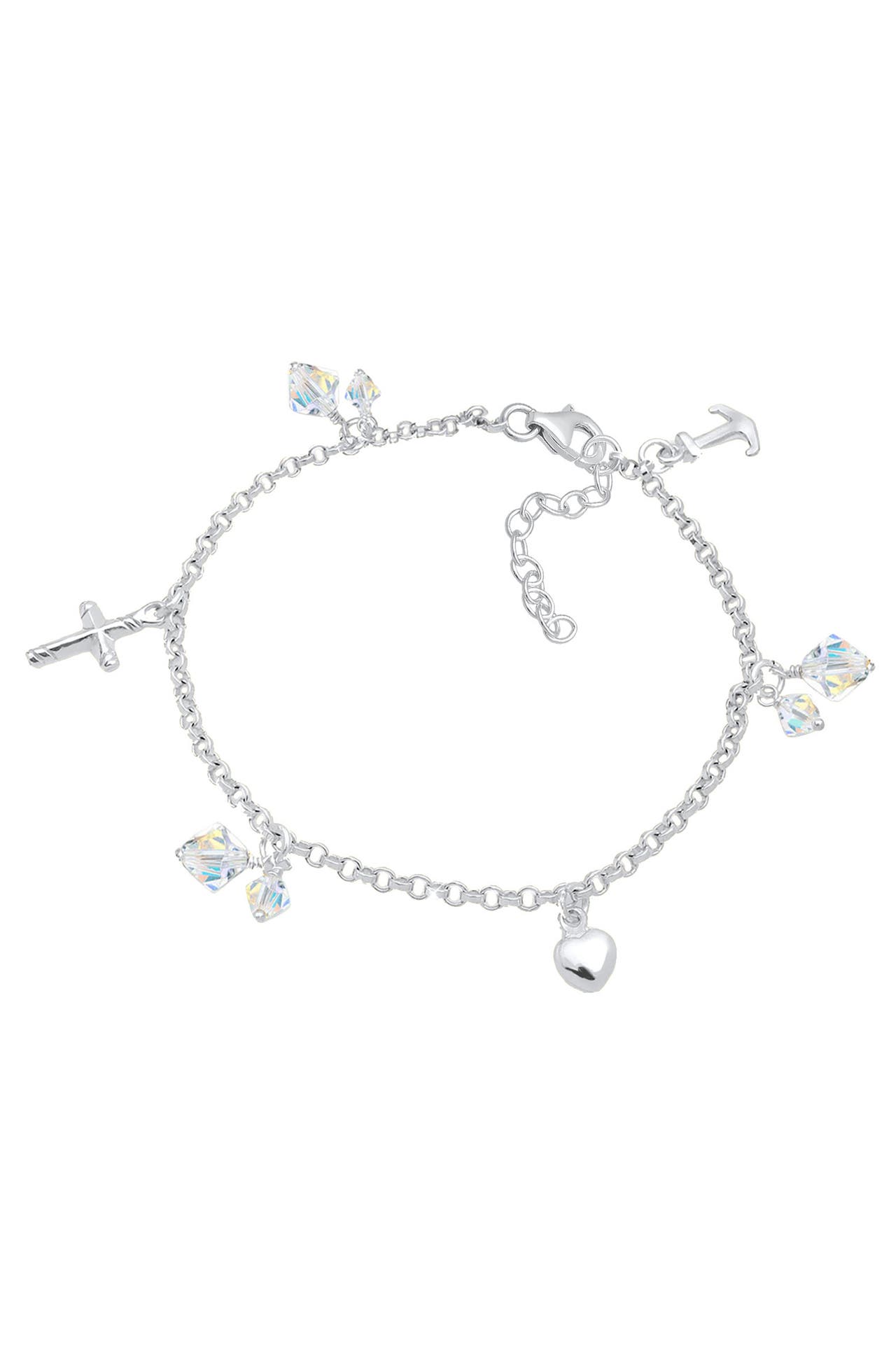 ELLI Armband Kreuz Herz Anker mit Kristallen von Swarovski®925 Silber Silber, Bild 1