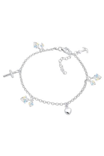ELLI Armband Kreuz Herz Anker mit Kristallen von Swarovski®925 Silber Silber