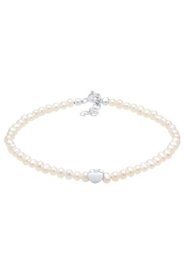 ELLI Armband Herz Süßwasserzuchtperlen Weiß 925 Sterling Silber Silber