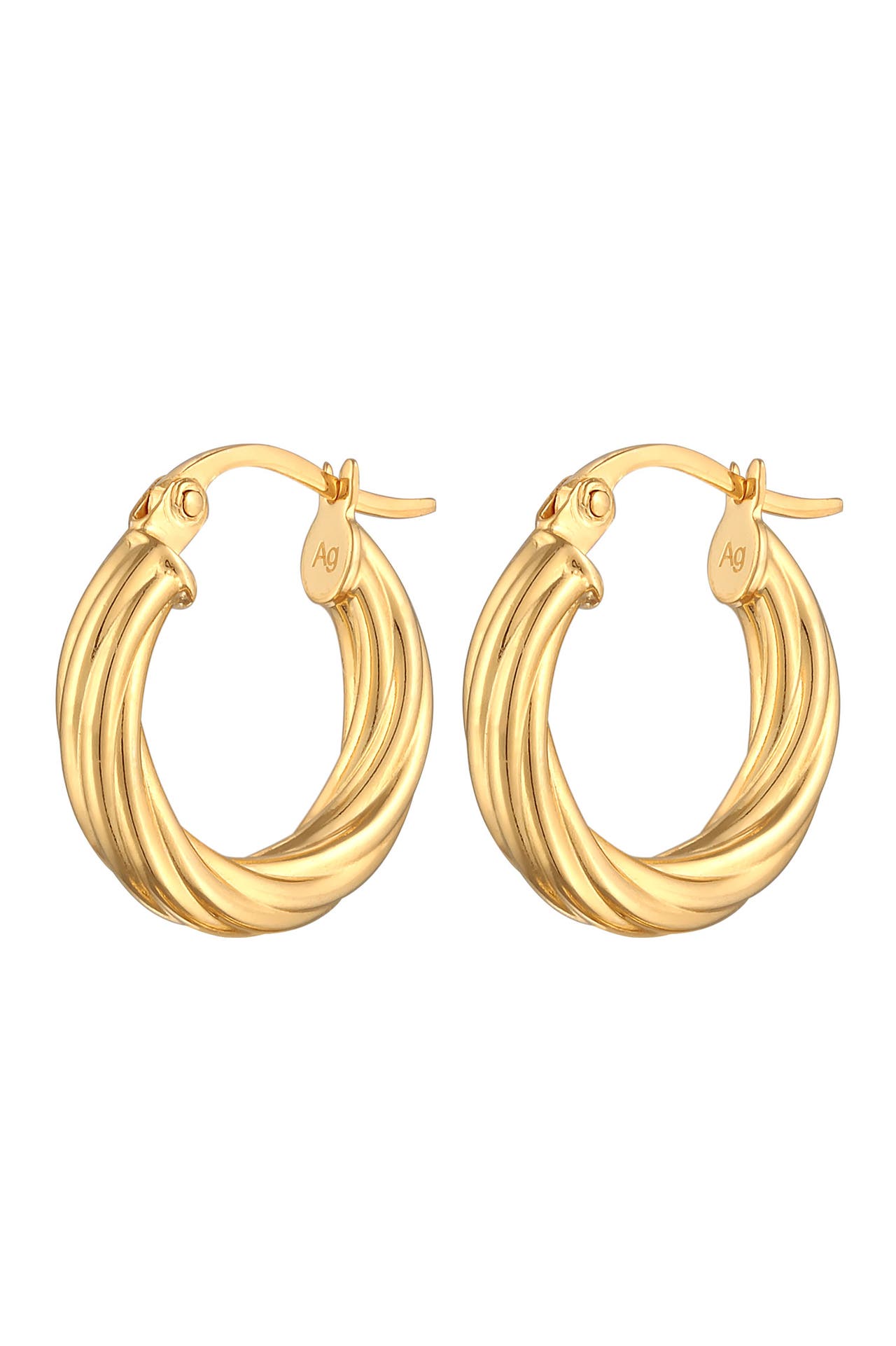 ELLI Ohrringe Creolen Twisted Look Gedreht 925 Silber Gold, Bild 1