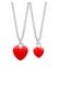 Kette Set Herz Mutter Kind Liebe Emaille 925 Silber Rot
