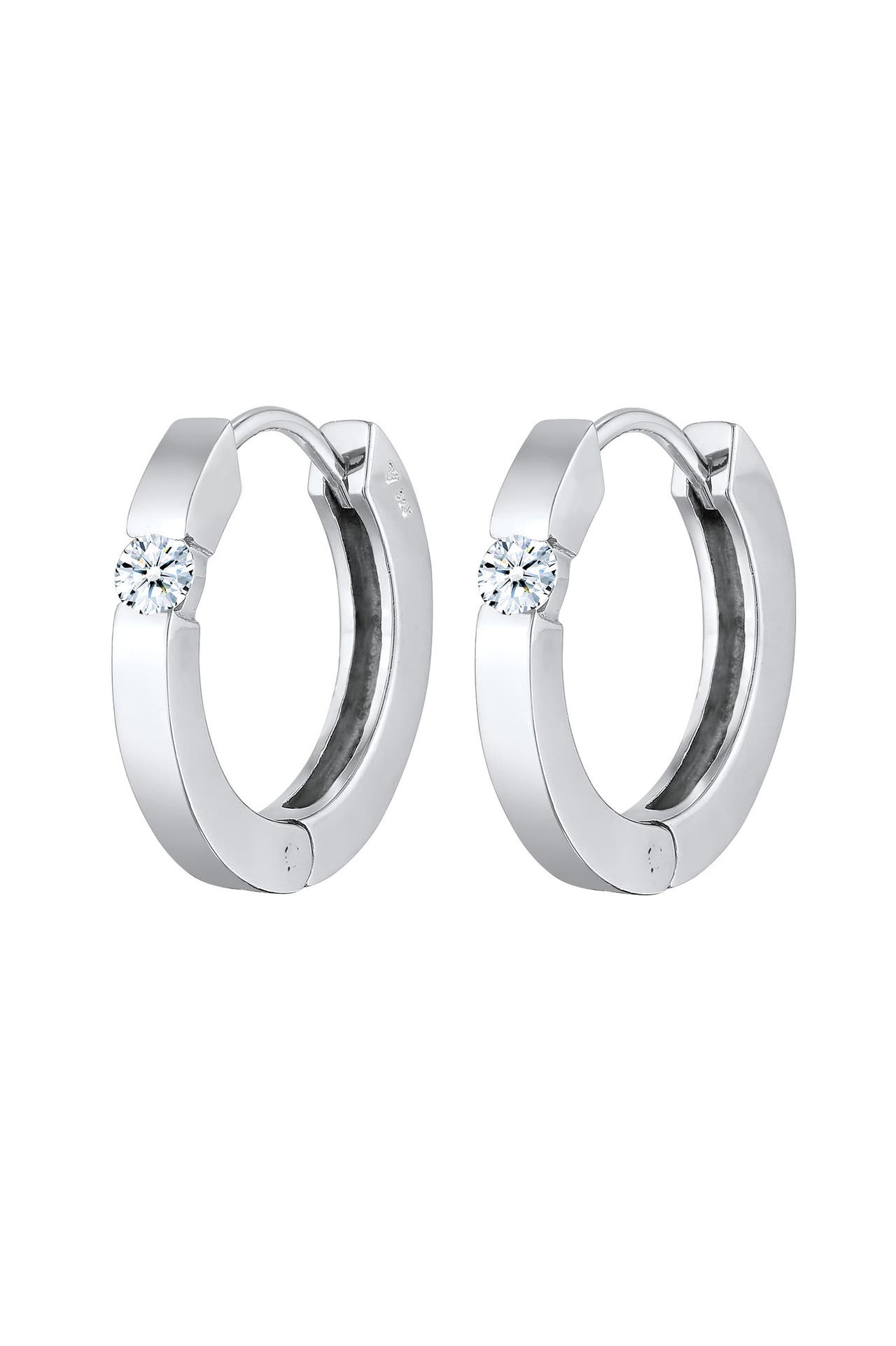 ELLI DIAMONDS Ohrringe Creolen Diamant (0.22 ct.) Eleganz 925 Silber Silber, Bild 1