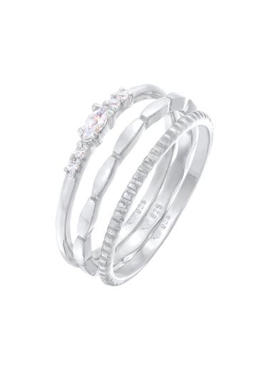 ELLI Ring Zirkonia Marquise Basic Stapelring Set 925 Silber Silber