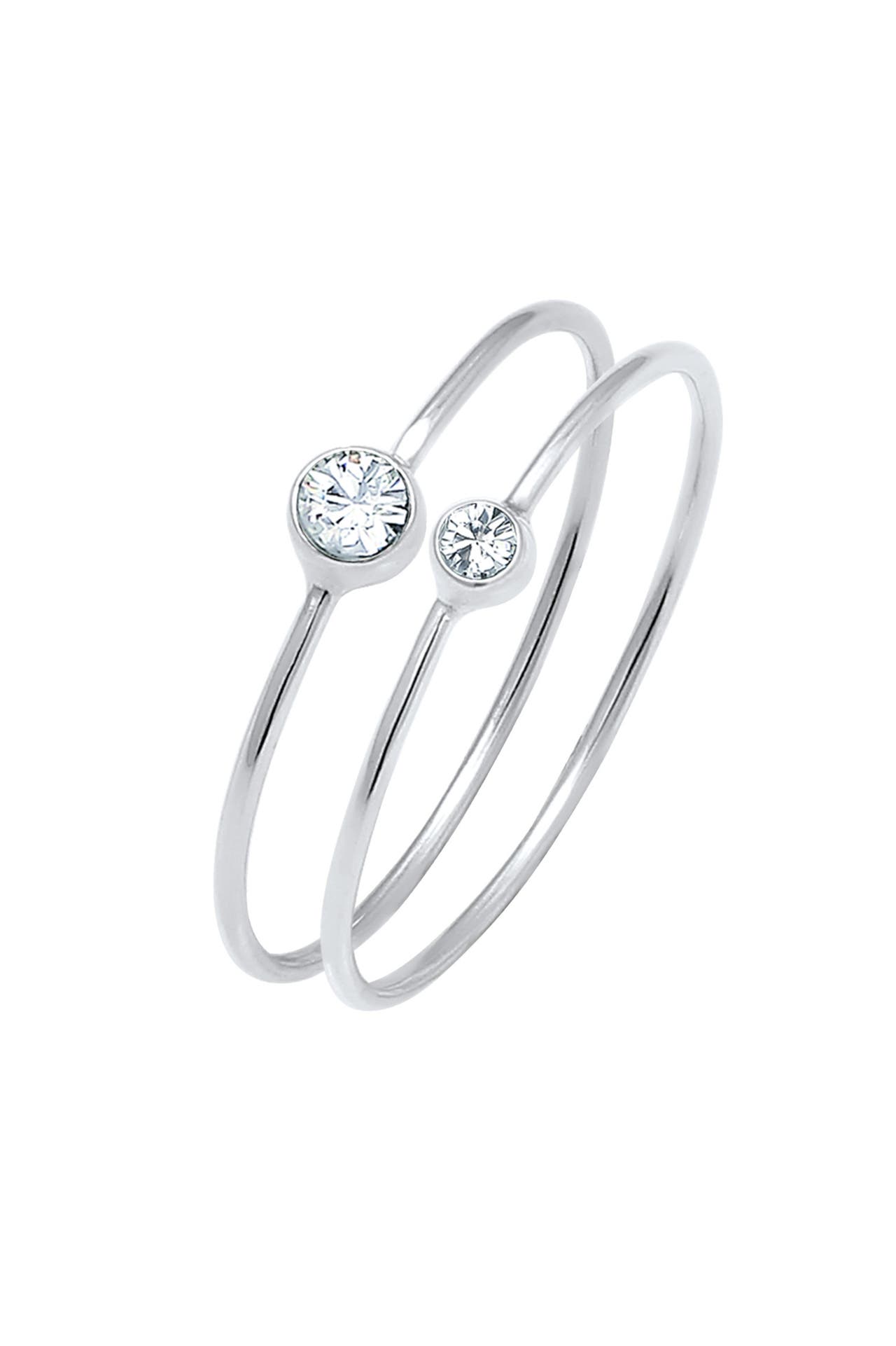 ELLI Ring Set 925 Silber, mit Kristallen von Swarovski® Silber, Bild 1