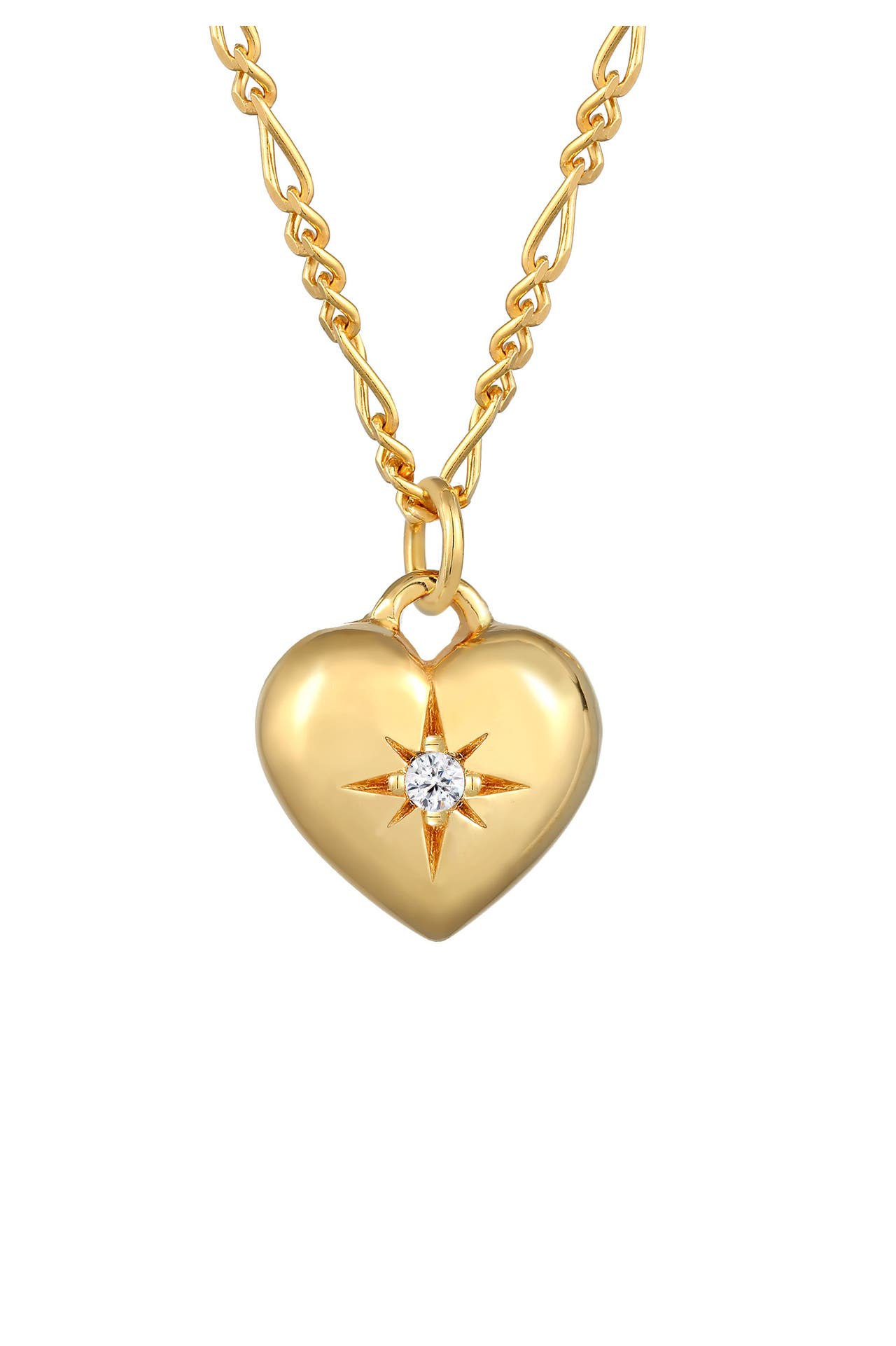 ELLI Kette Herz Kristalle Figaro 925 Silber, mit Kristallen von Swarovski® Gold, Bild 1
