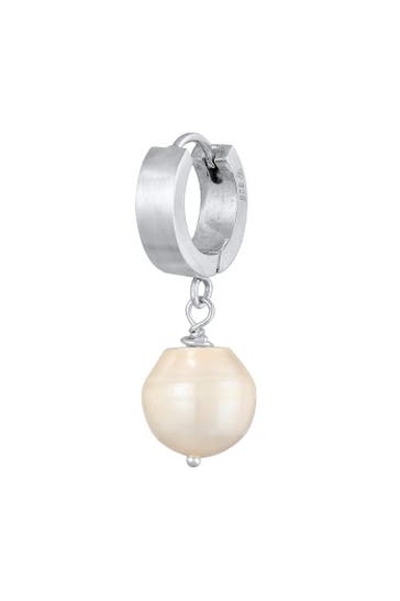 KUZZOI Ohrringe Herren Single Creole mit Perle 925 Sterling Silber