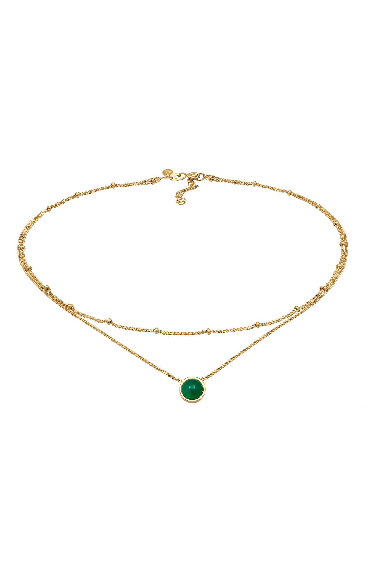 ELLI PREMIUM Kette Choker Layer Achat Kugelkette 925 Silber Gold, Bild 1