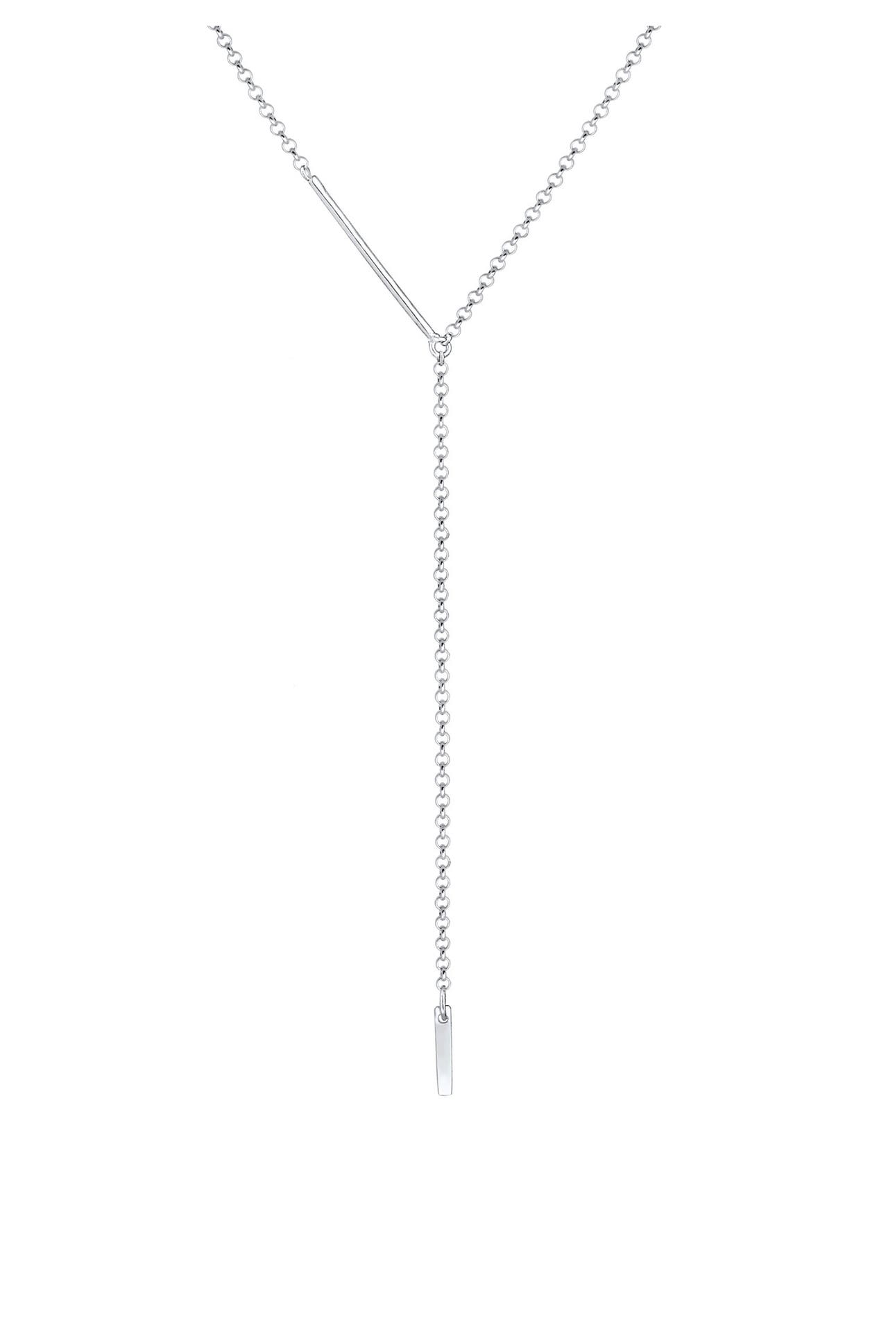 ELLI Kette Erbskette Y-Kette Geo Design Rechteck 925 Silber Silber, Bild 1