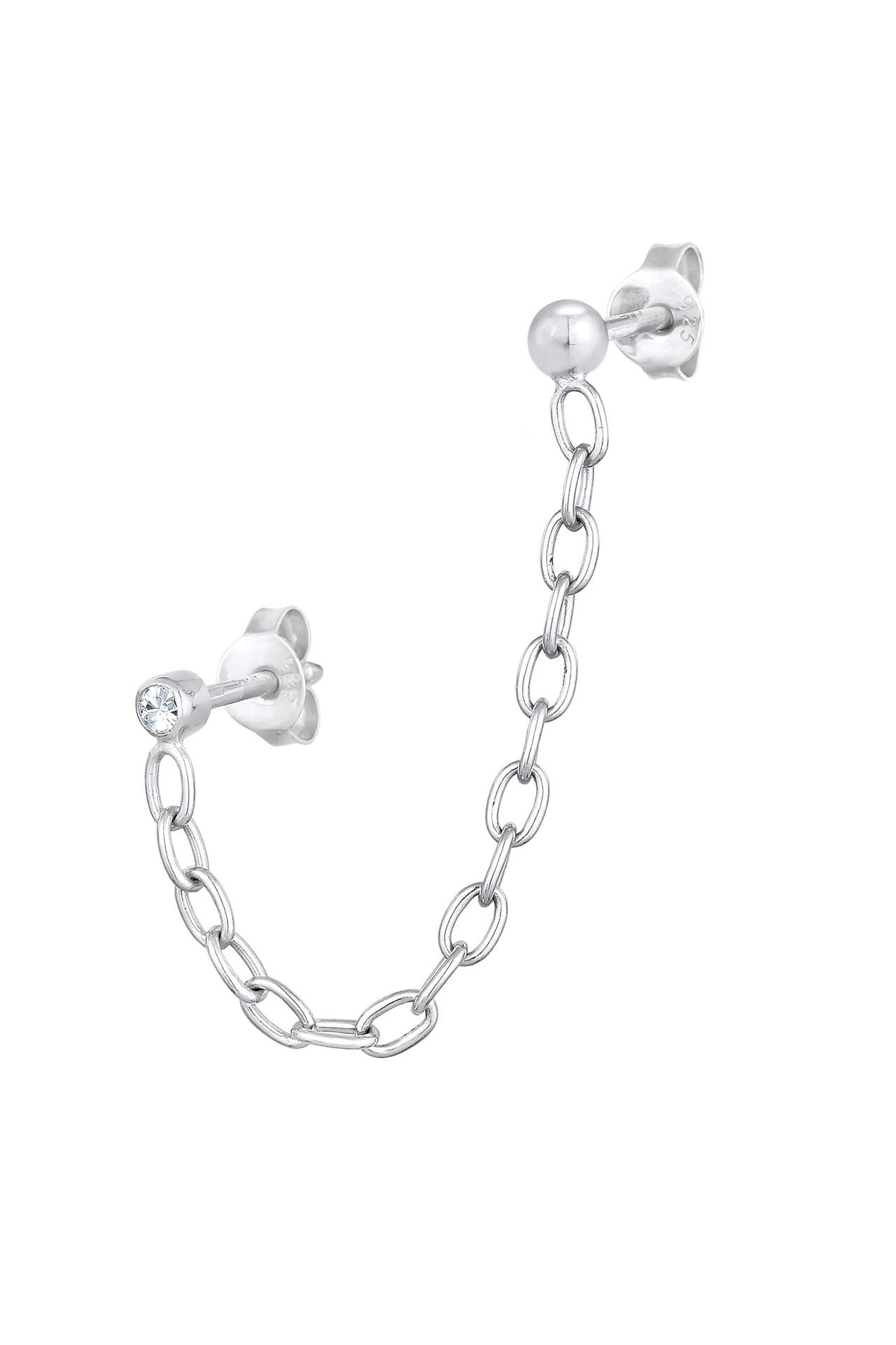 ELLI Ohrringe Kette Piercing 925 Silber, mit Kristallen von Swarovski® Silber, Bild 1