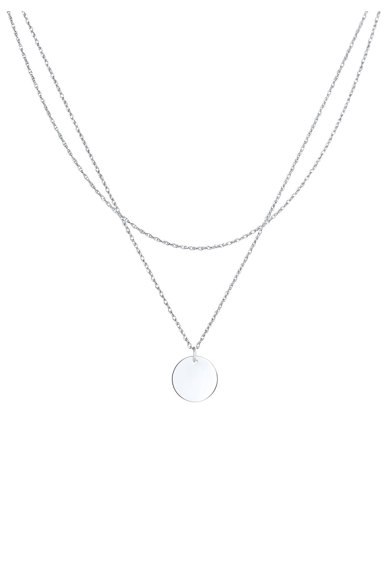 ELLI Kette Layering Plättchen Kreis Geo 925 Silber Silber, Bild 1