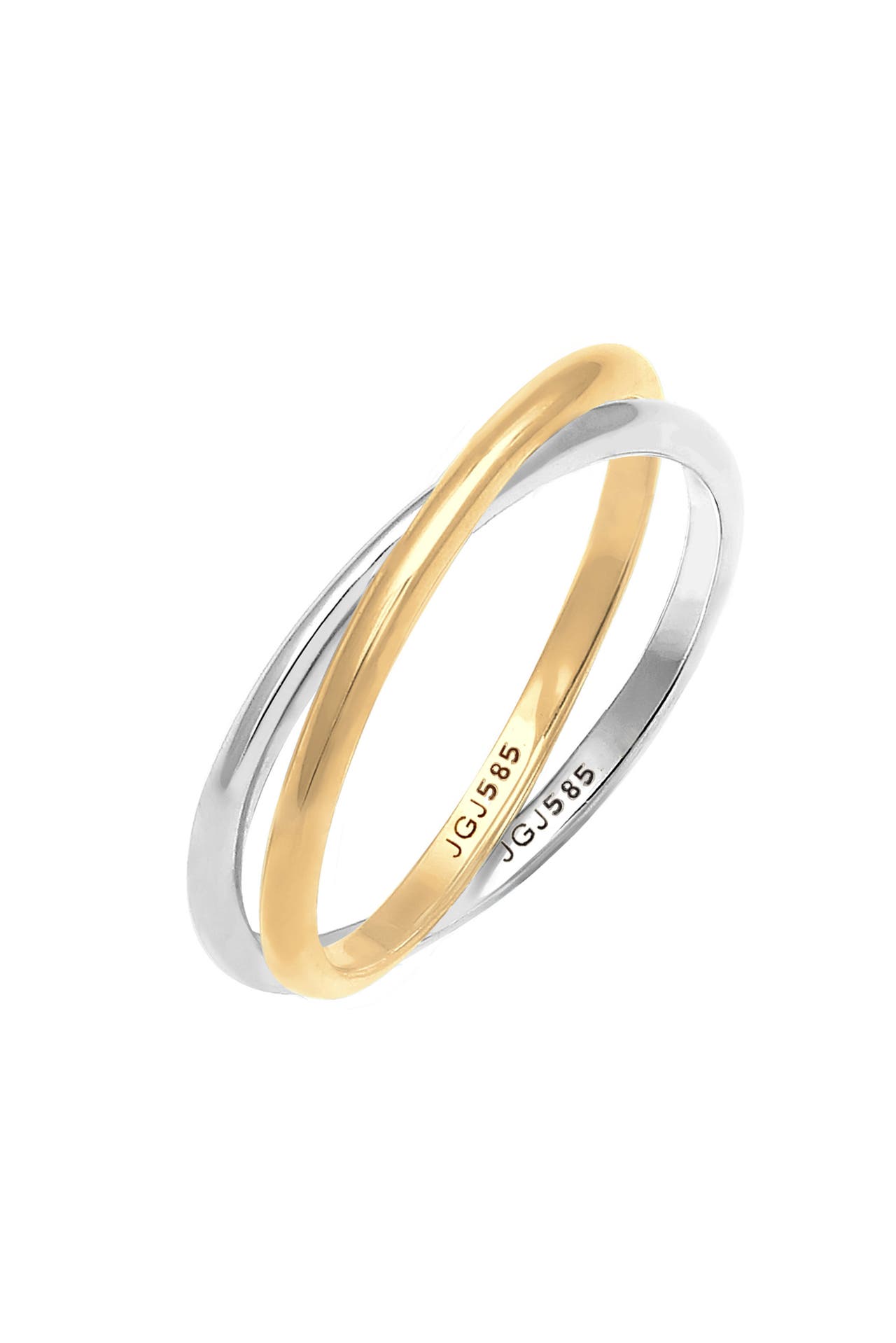 ELLI PREMIUM Ring Wickelring Bi-Color Zeitlos 585 Gelbgold Weißgold Gold, Bild 1