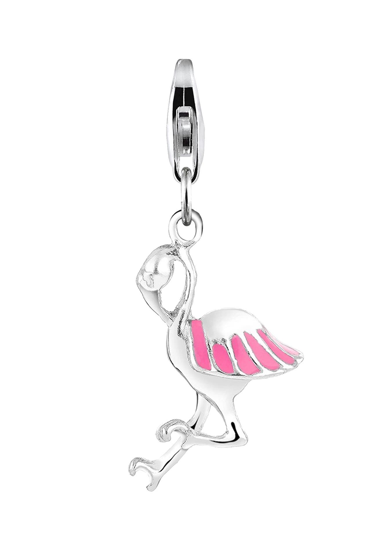 NENALINA Charm Anhänger Flamingo Sommer Emaille 925 Silber, Bild 1