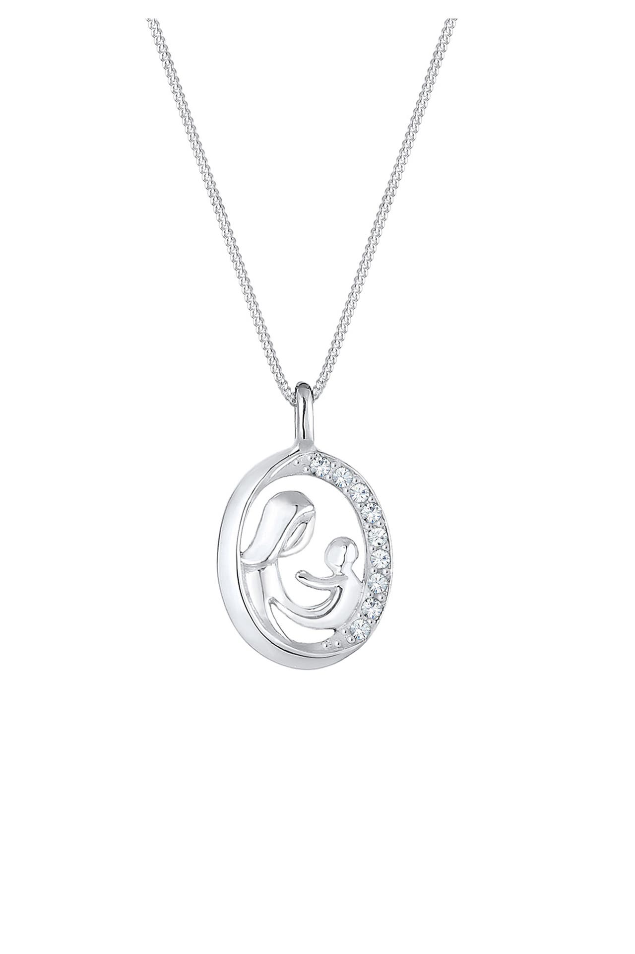 ELLI Kette Mutter Kind mit Kristallen von Swarovski® 925 Sterling Silber Silber, Bild 1