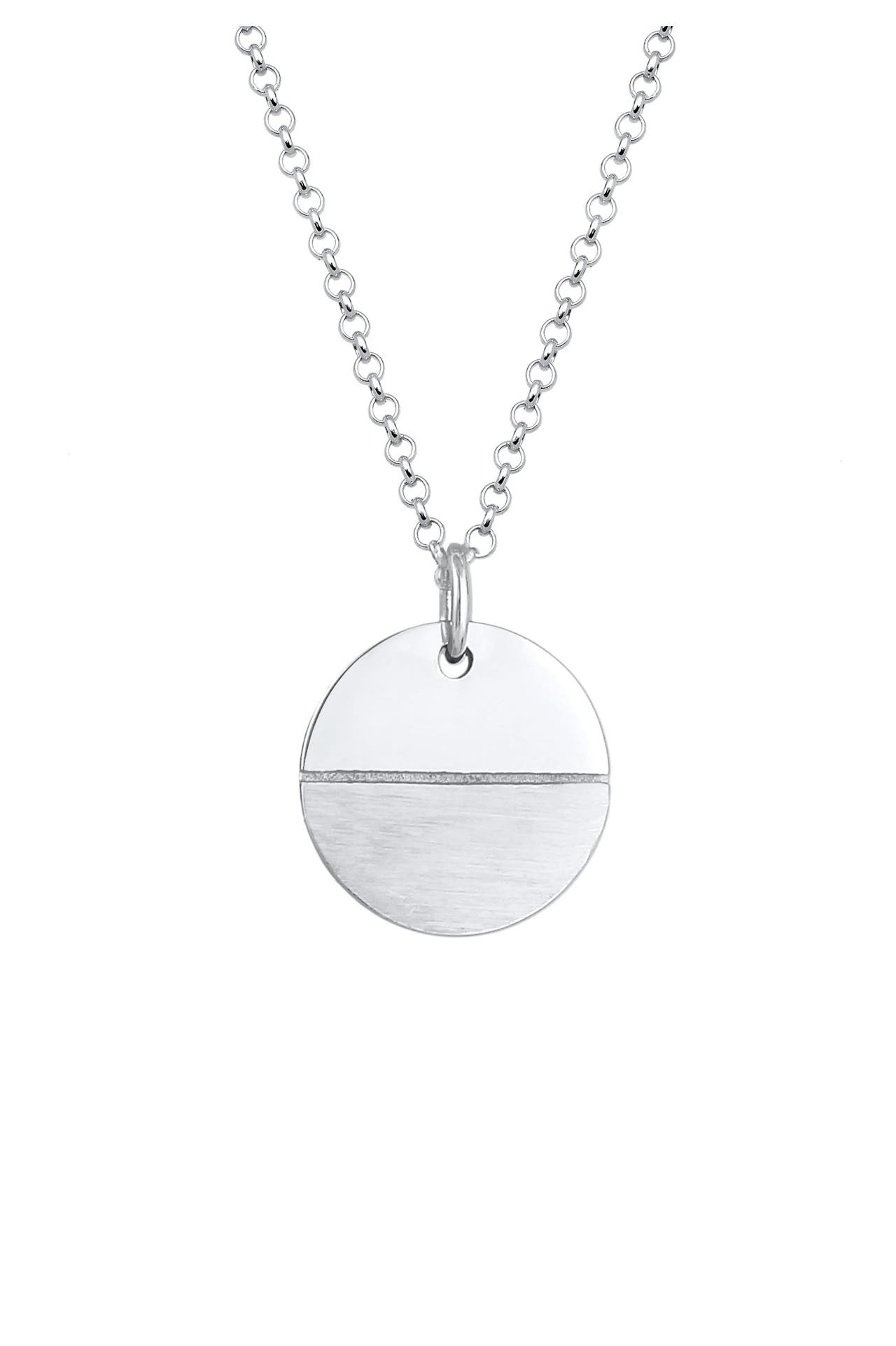 ELLI Kette Plättchen Kreis Geo Matt 925 Silber Silber, Bild 1