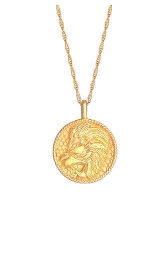 ELLI Kette Sternzeichen Löwe Astro Münze Antik 925 Silber Gold