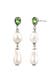 Ohrringe Ohrstecker Tropfen Synthetische Perle Grün 925 Sterling Silber, mit Kristallen von Swarovski® Silber