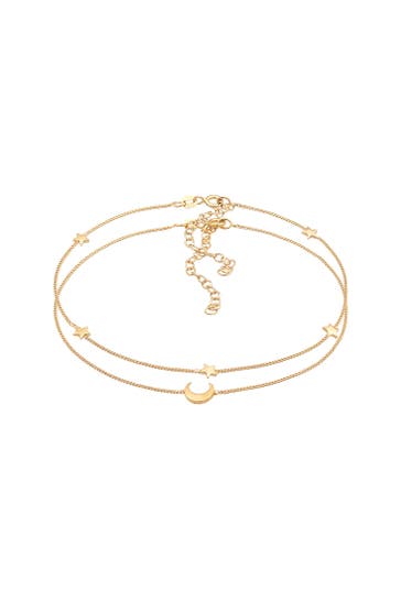 ELLI Fusskettchen Stern Halbmond Astro Duo Set 925 Silber Gold