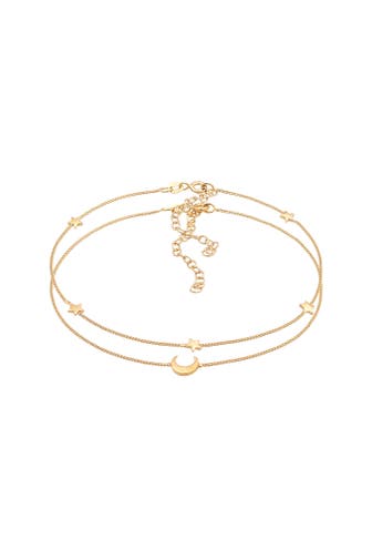 ELLI Fusskettchen Stern Halbmond Astro Duo Set 925 Silber Gold