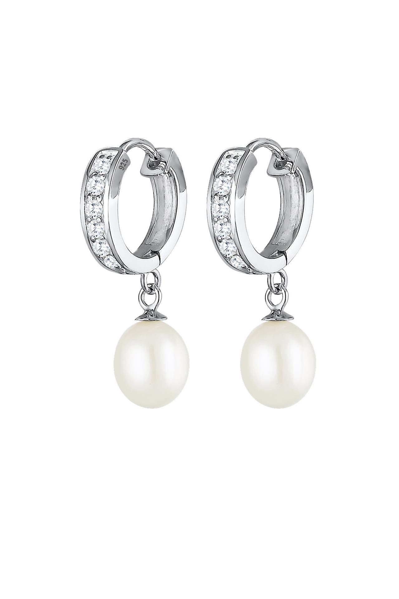 ELLI Ohrringe Creole Süßwasserperle Zirkonia 925 Silber Silber, Bild 1