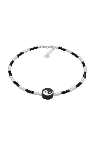 ELLI Fußschmuck Yin Yang Glasperlen synth. Perlen 925 Silber