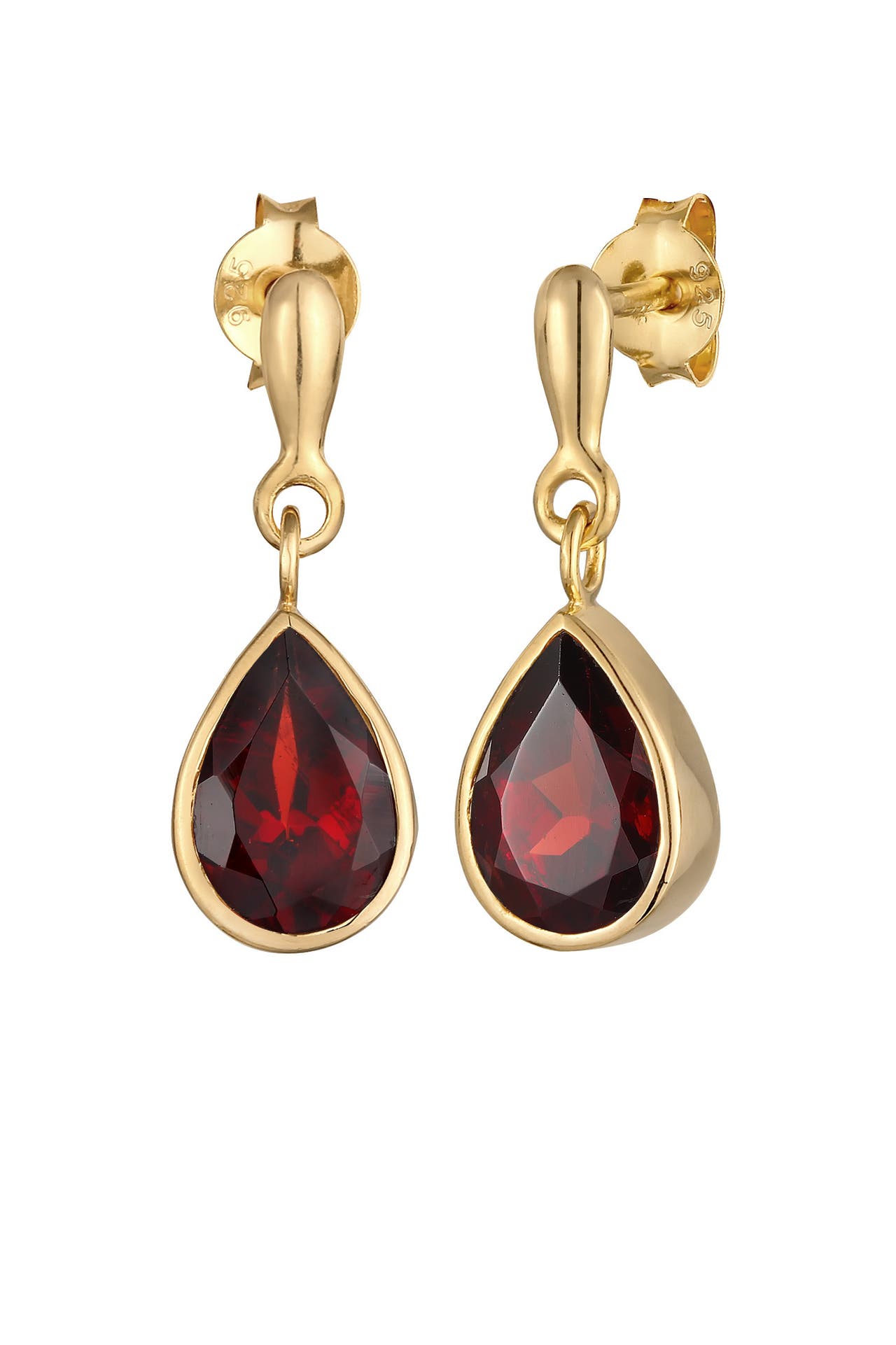 ELLI PREMIUM Ohrringe Hänger Tropfen Granat Rot 925 Silber vergoldet Gold, Bild 1